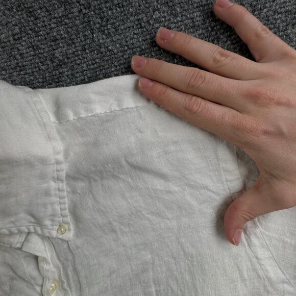 Ralph Lauren XL All Linen White Long Sleeve Button Up Shirt Men Blue Pony Logo - Picture 16 of 16